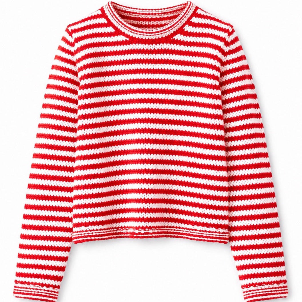 Red and white striped sweater on a white background